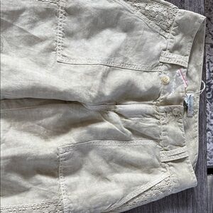 Sundance light Green Cropped Pants with Lace Accents